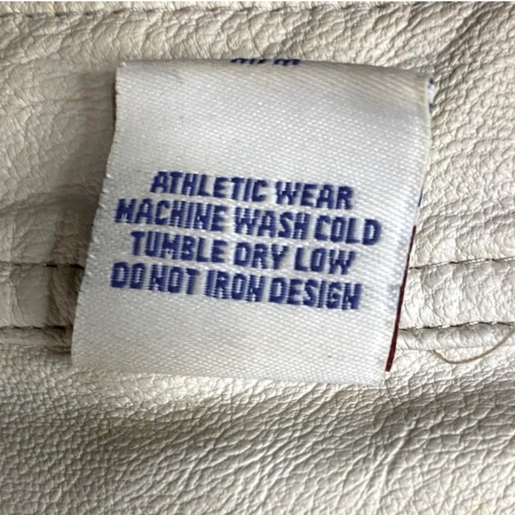 Vintage Roosevelt American College Beige Distressed Faux Leather Jacket M - Picture 12 of 16